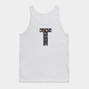 T letter  with colorful paw print Tank Top